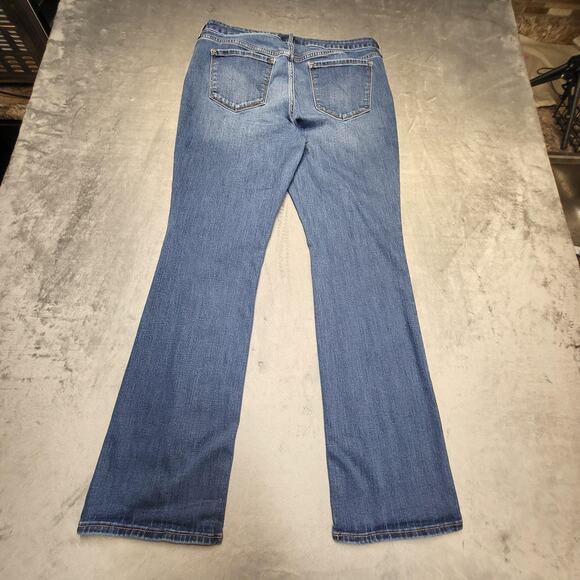 Old Navy Jeans Womens 14 Blue Medium Wash Kicker Boot-Cut Mid-Rise Stretch Denim - Picture 9 of 10